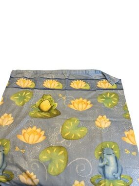Blue Frog & Lotus Shower Curtain - Playful Bathroom Decor